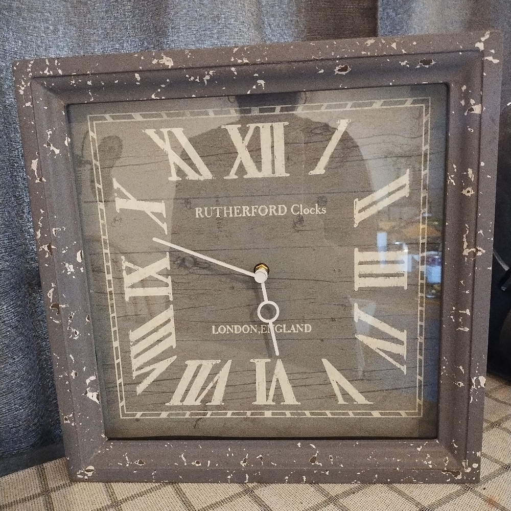 Rutherford Wall Clock London England 14 " Grey Big Sturdy Square Clock